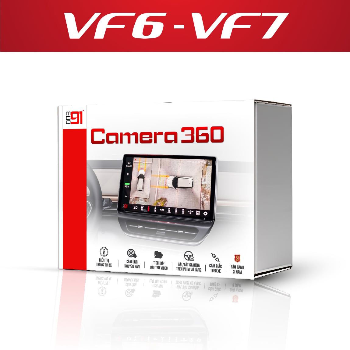 Camera 360 MCD91 VinFast VF6, VF7 Hiển Thị Màn Zin