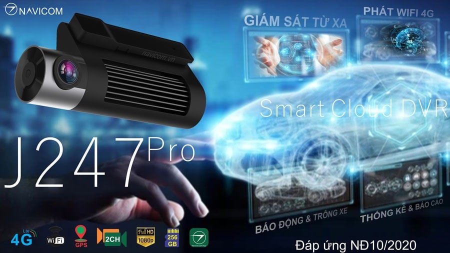 Camera Hành Trình Ô Tô Navicom J247 Pro 2 Kênh 4G GPS