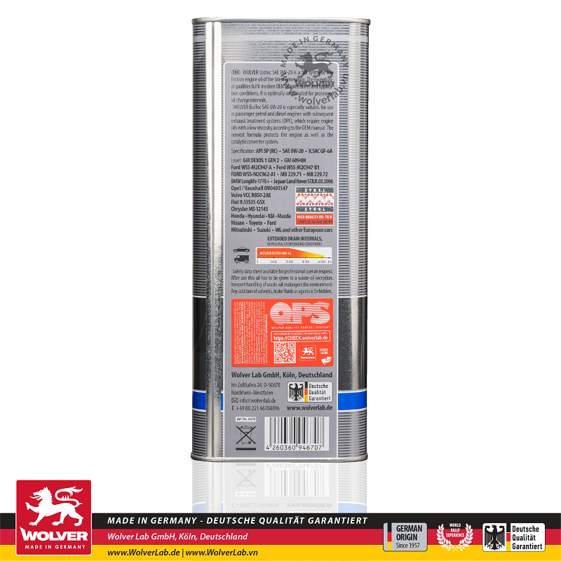 Dầu nhớt động cơ ô tô Wolver EcoTec 0W20 - Ảnh phụ
