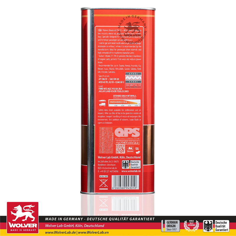 Dầu nhớt động cơ ô tô Wolver UltraTec 5W30 A1 - Ảnh phụ