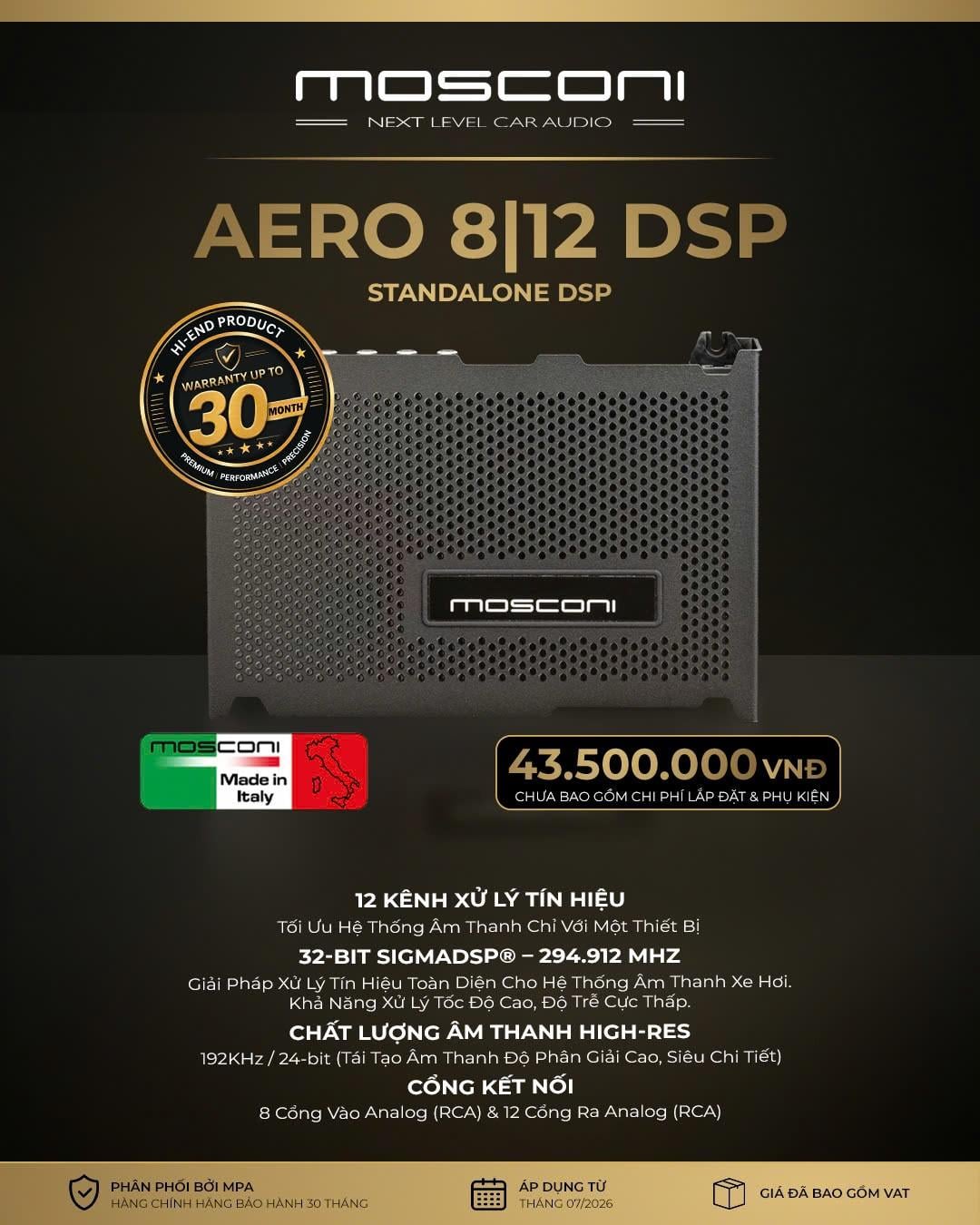 DSP Ô Tô Mosconi AERO 8|12 DSP 12 Kênh Cao Cấp