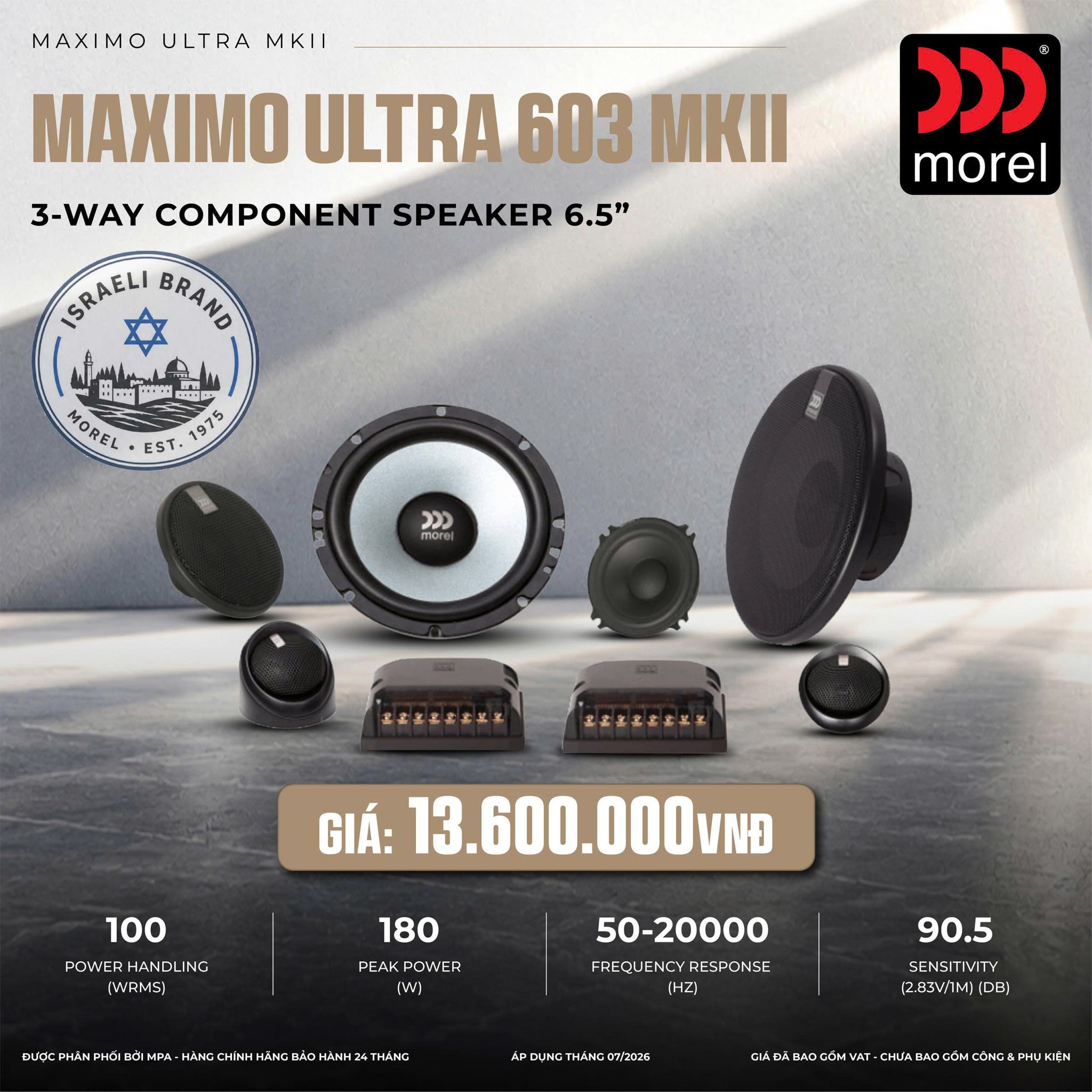 Loa Cánh Ô Tô Morel Maximo Ultra 603 MKII 3 Way 6.5 Inch