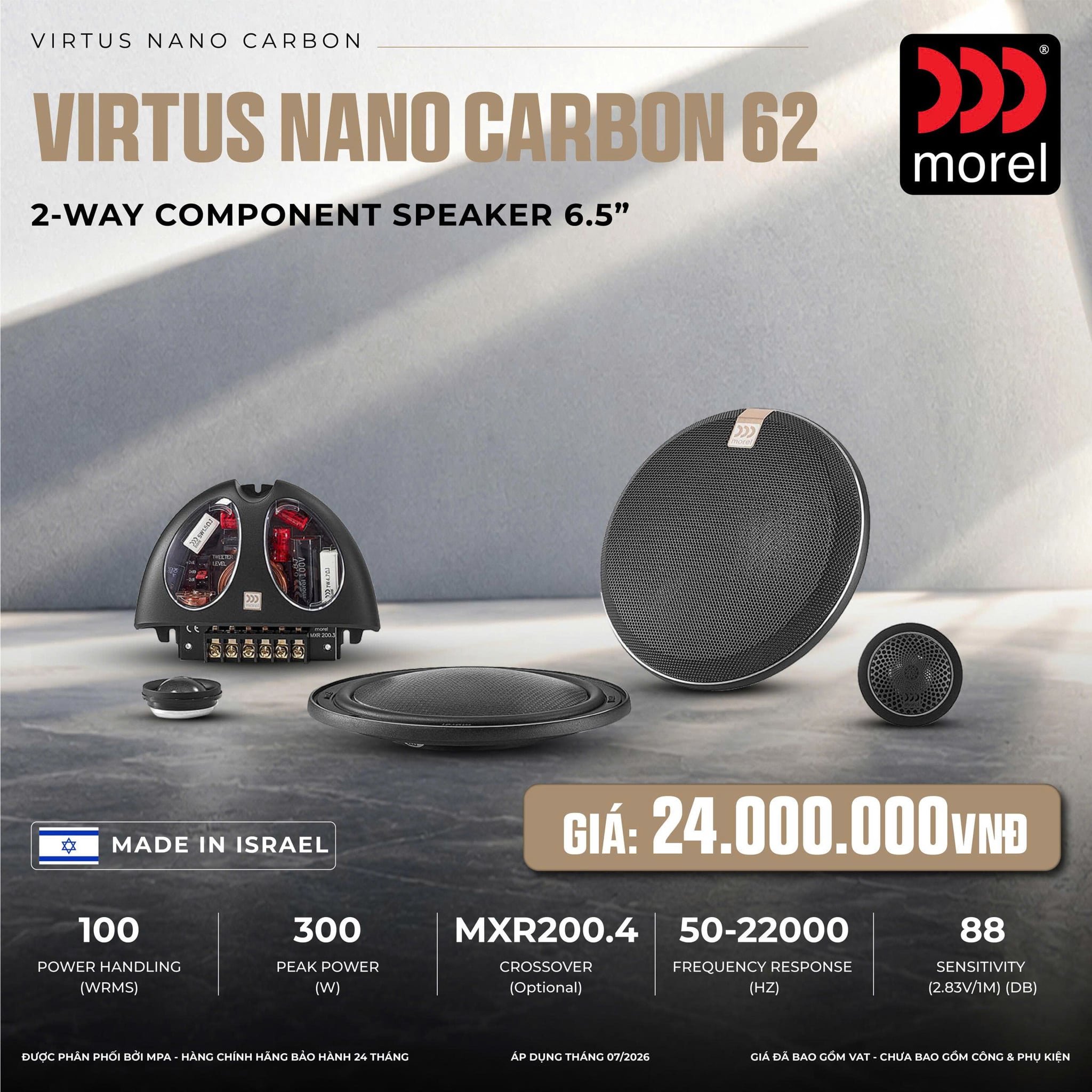 Loa Cánh Ô Tô Morel Virtus Nano Carbon 62 2 Way 6.5 Inch Siêu Mỏng