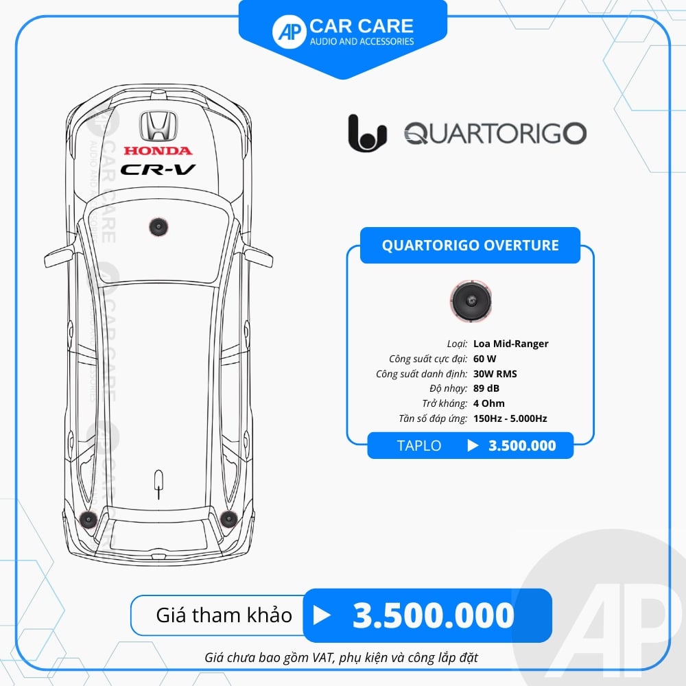 Loa Center Ô Tô Quartorigo Overture 3.5 Inch Màng Giấy 4 Ohm