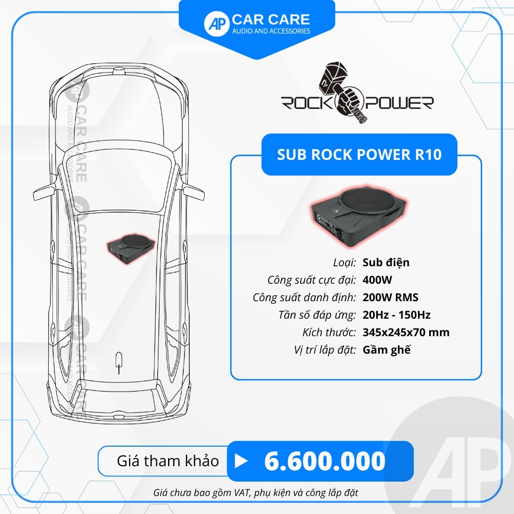 Loa Sub Điện Gầm Ghế Ô Tô Rock Power R10 200W RMS