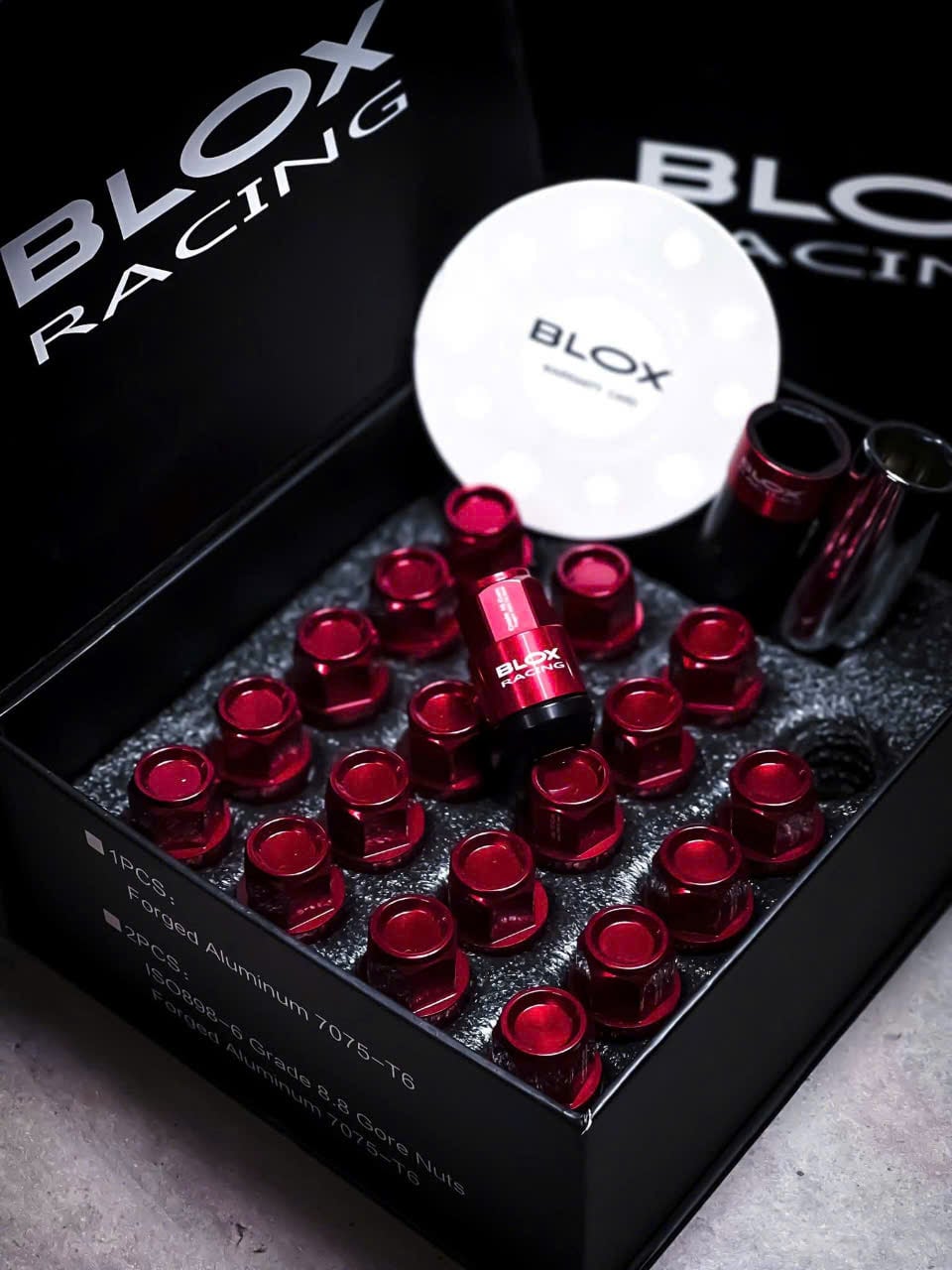 Ốc Mâm Xe Ô Tô Blox Racing M12x1.5 Nhôm Rèn 7075 Màu Đỏ Loại Ngắn - Ảnh phụ