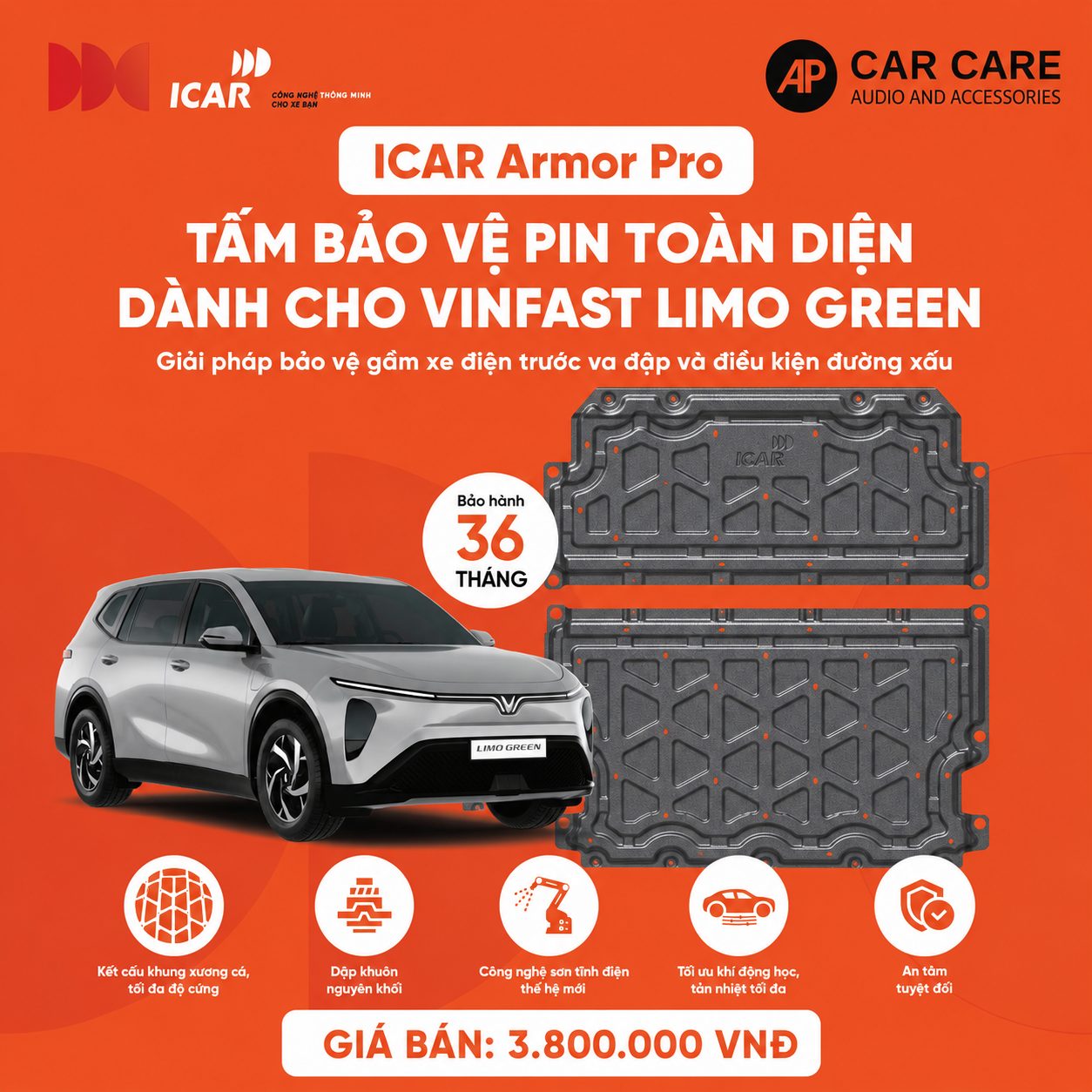 Tấm Bảo Vệ Pin iCar VinFast Limo Green - Ảnh phụ