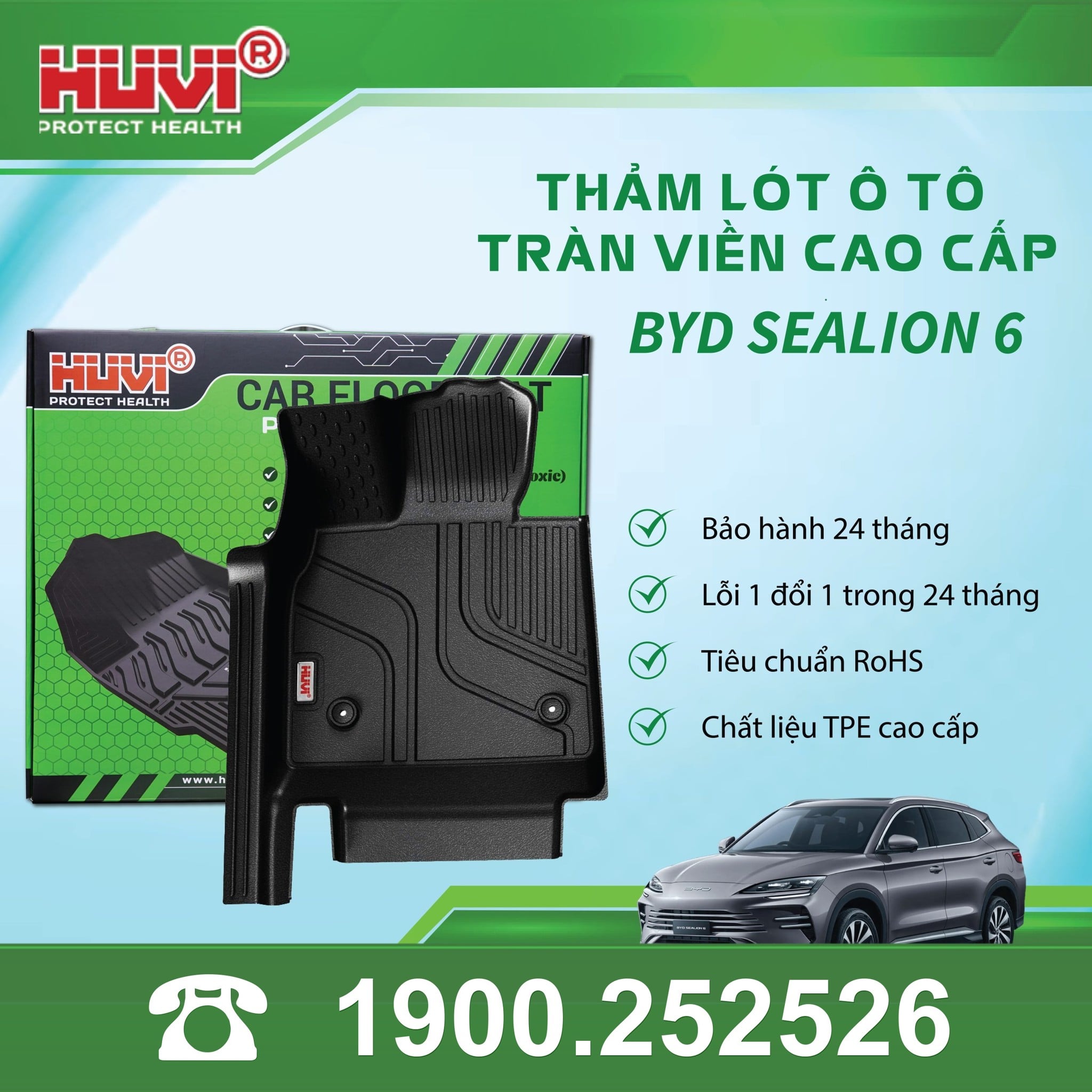 Thảm Lót Sàn Ô Tô Huvi BYD Sealion 6 2025 - Tràn Viền Bậc Cửa, Nhựa TPE Cao Cấp
