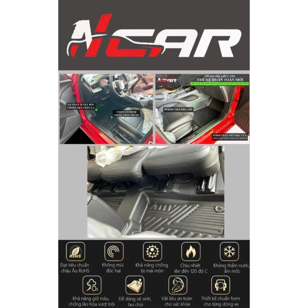 Thảm Lót Sàn Ô Tô Ncar Toyota Veloz/Avanza (2022 - Nay) - Tràn Viền Bậc Cửa, Nhựa TPE Đúc Khuôn Nguyên Khối