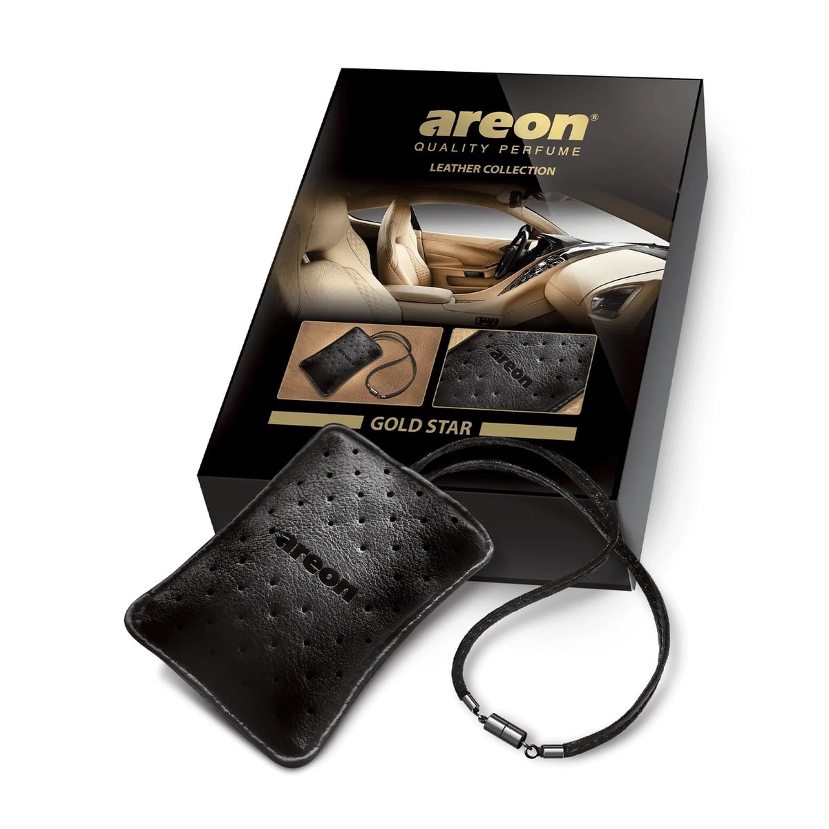 Túi Thơm Treo Xe Ô Tô Areon Gold Star Leather Hương Quế Gỗ